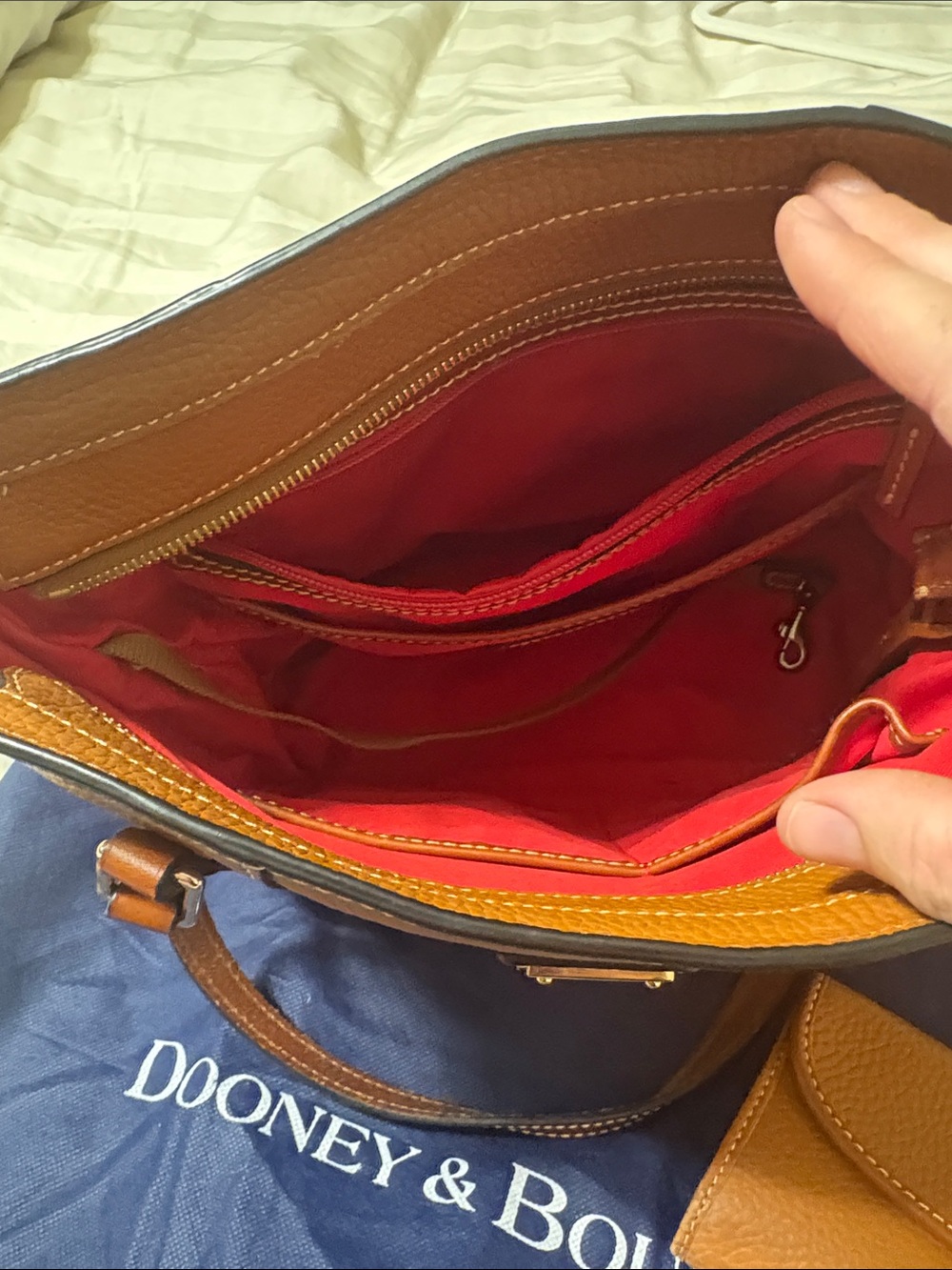 Dooney & Bourke Cognac Tan Pebbled Leather Tote with Matching Wallet - Picture 2 of 8